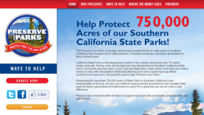 Coca-Cola/Preserve Our Parks - Website Development of the Food Industry